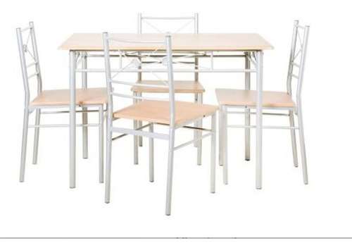 Comedor Rectangular Con 4 Sillas Cafe Modelo Jx-18a210