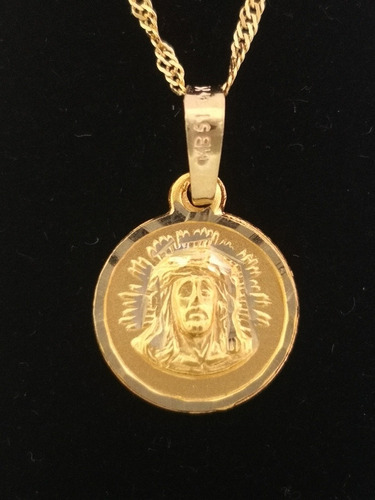 Medalla En Oro Macizo De 14k Divino Rostro  Diamantada R 12