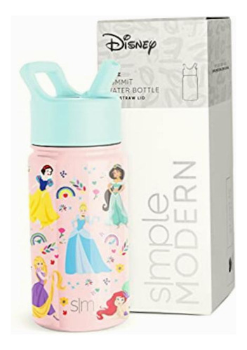 Simple Modern Disney Princesses Botella De Agua Para Niños Color -princesa Arcoíris
