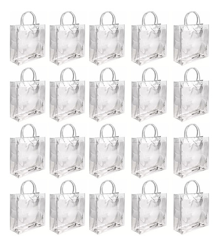 20 Bolsa Regalo Con Asa Transparente Reutilizable Decoracion