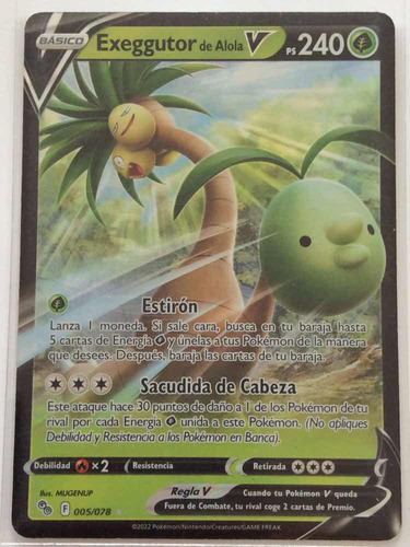 Pokémon Tcg Exeggutor De Alola V 005/078 Full Art (español)