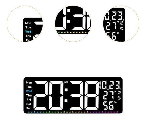 Reloj De Pared Digital Con Pantalla De Temperatura Reloj