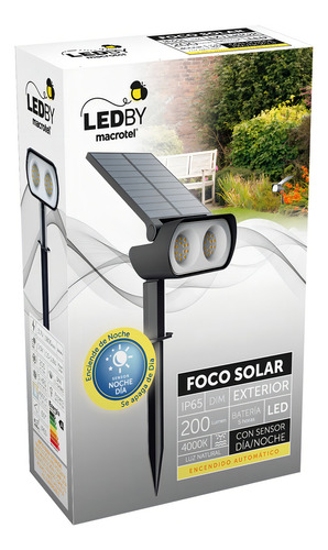 Foco Solar Led Exterior Con Sensor Dia/noche Encendido Aut C
