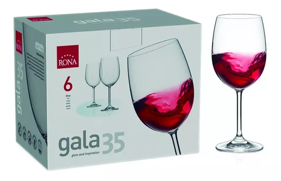 Set De 6 Copas De Vino Tinto De Cristal Rona 350ml