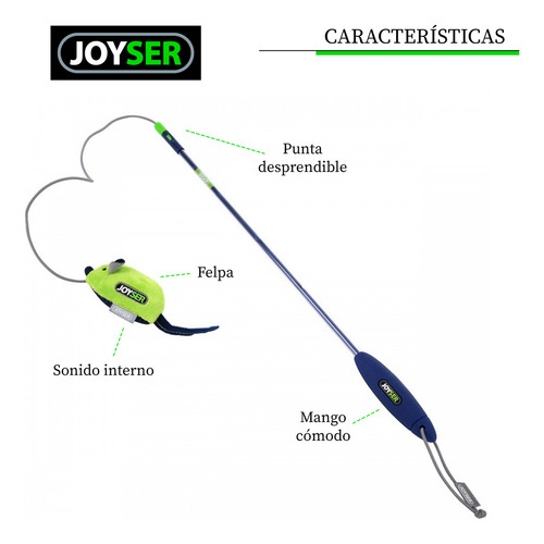 Juguete Para Gato Cat Teaser Varita Caña Y Raton Joyser Color Verde