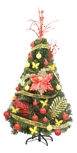 Árbol De Navidad Canadian 1,20 C Kit Lujo 31 Pzas - Sheshu Color Rojo/Oro