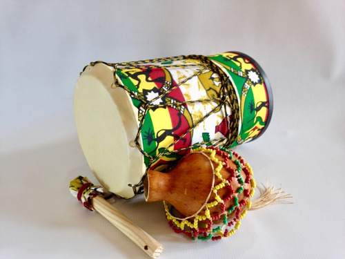 Imagem 1 de 3 de Kit Infantil De Instrumento De Percussão Tambor E Xequere 