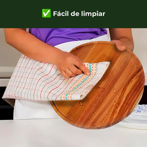 Organizador Giratorio Lazy Susan Acacia Despensa Mesa Cocina