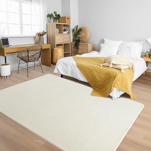 Alfombra Suave Blanca Crema 10 X 15 Cm Lavable Interior