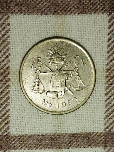 Moneda Antigua De 25 Cs. 1950