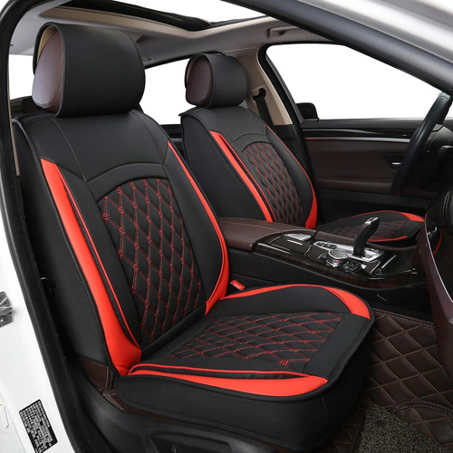 5 Fundas De Asiento De Coche Cuero Negro Y Rojo, Juego ...