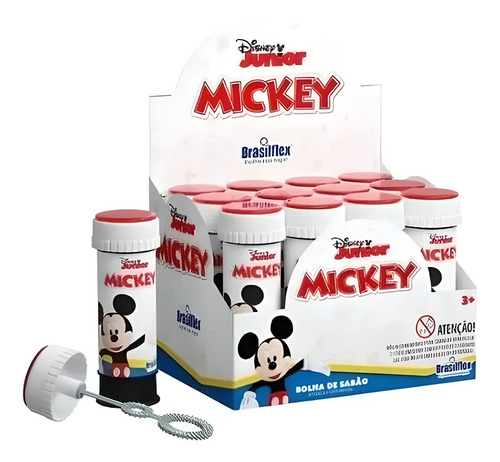 Kit Com 12 Bolha De Sabao Mickey Com Jogo 60ml