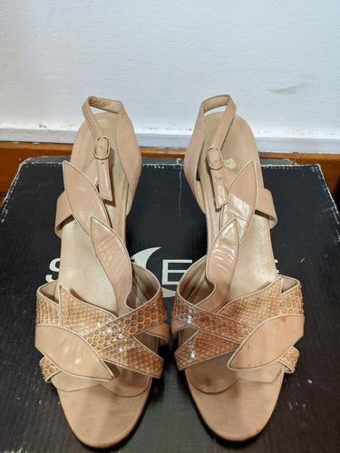 Zapatos Sandalias Color Nude Taco Fino