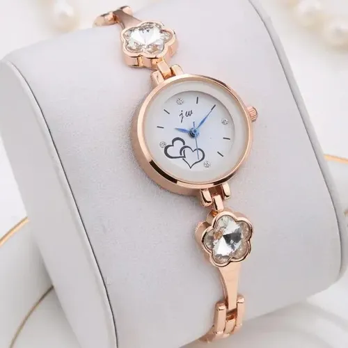 Reloj De Pulso Para Mujer Con Piedras Diseño Formal Y Casual Correa Rosado Piedras Transparentes