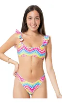 Comprar Malla Bikini Top C\u002Fvolado Y Vedetina - Trajes De Baño Rosé Arcoiris 5
