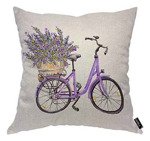 Funda Cojín Bicicleta Ekobla Violeta Con Flores De Lavanda