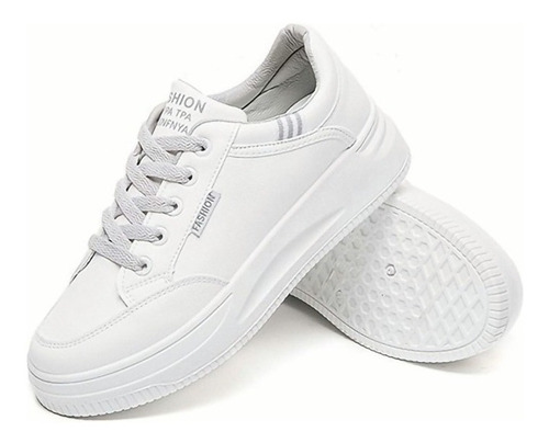 Zapatos Blancos Casuales De Suela Gruesa For Mujer