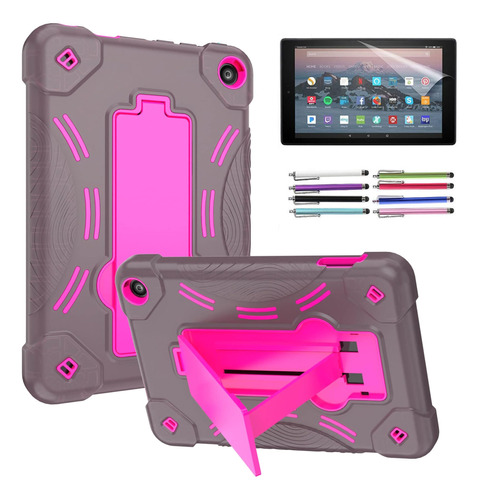 Funda Protectora Tablet Para Amazon Fire 7 Gris-rosa (7'')