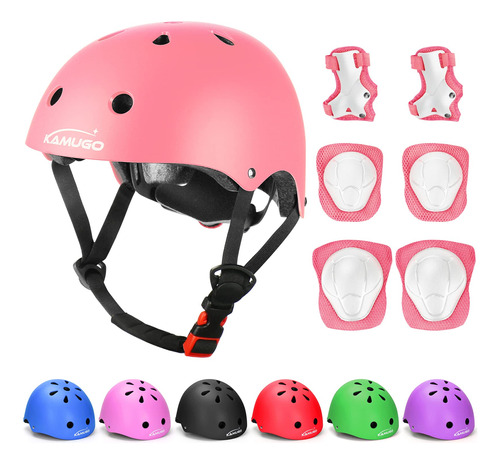 Kamugo Casco Ajustable Para Ninos, Con Equipo De Proteccion