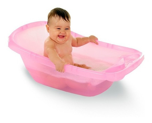 Bañera 25 Litros Rosa Bebes Traslucida Original Ok Baby