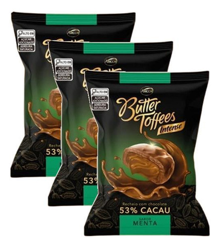 Bala Menta Chocolate 53% Cacau Butter Toffees Intense 500g