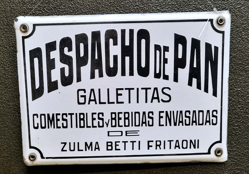 Antiguo Cartel Enlozado Despacho De Pan Zulma Betti Fritaoni