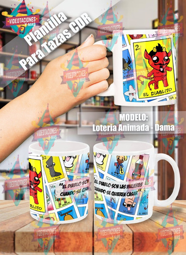 10 Plantillas Sublimacion Tazas Loteria Mexicana Animada (Usado)