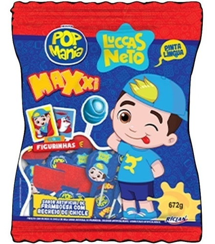 Pirulito Pop Mania Luccas Neto Framboesa Rech Chicle C/24 Un