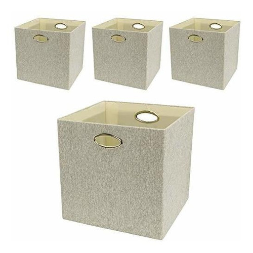 Cajas Almacenaje 13x13 Plegables, 4 Uds (beige/gris)