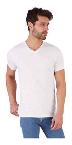 027302-1 Oggi Jeans - Hombre Playera Cuello V Blanco