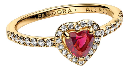 Anillo De Plata Con Corazón Y Diamante En Rosa Gold Rojo 8