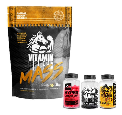 Combo Ganho De Musculo - Massa + Bcaa + Creatina + Zma Sabor Baunilha