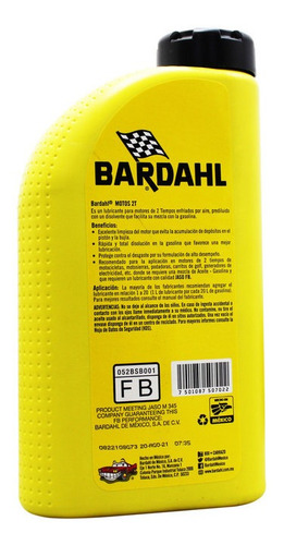 Lubricante Bardahl Jaso Fb Motocicletas Motores 2t 946ml