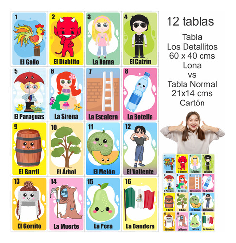 Loteria Mexicana En Lona 4 Tablas Jumbo 116x80 Cms