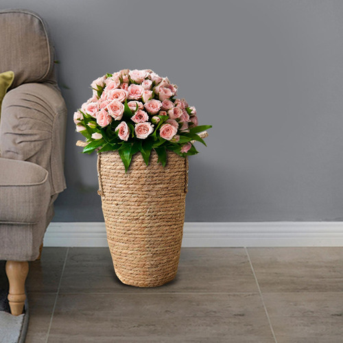 D Cesta Tejida De Ratán For Plantas, Maceta Con Asas Talla M