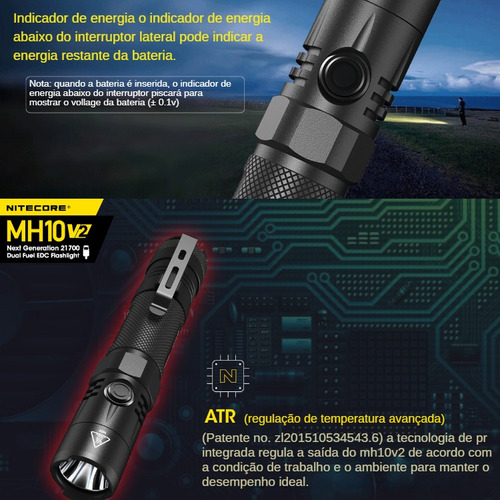 Nitechere Mh10v2 Linterna De Luz Fuerte 1200lm Táctica Flash