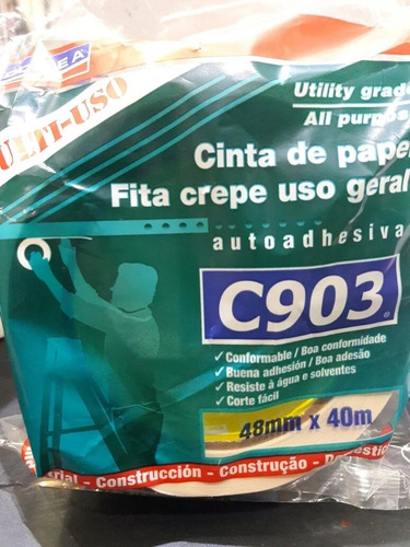 Imagen 2 de 4 de Rollo Cinta De Papel Enmascarar Pintor 12mm De Ancho Doble A