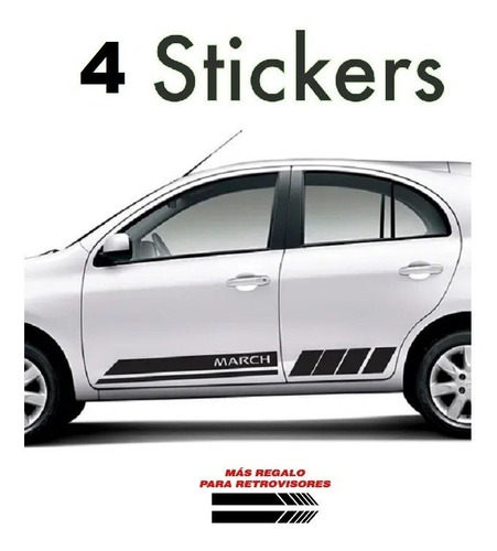 Sticker Para Nissan March Laterales Y Espejos M2 4 Pzs