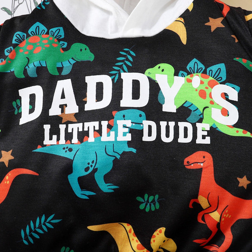 Conjunto Casual De Manga Larga Para Niños Con Estampado Negro 6-9 M