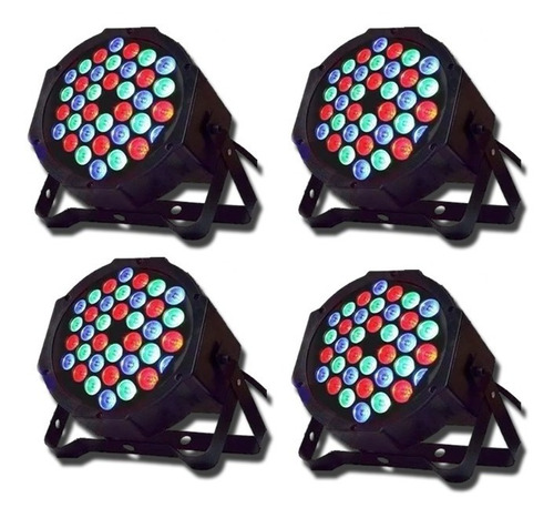 Pack X 4 Luz Proton Par 36 Led Alta  Rgb Audioritmico Dmx