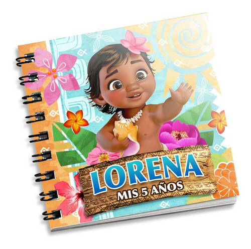 5 Pzs. Invitación O Recuerdo Libreta Mini Moana Bebe 2