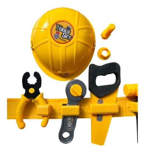 Set Construccion Con Casco Cinturon Herramientas Para Niños