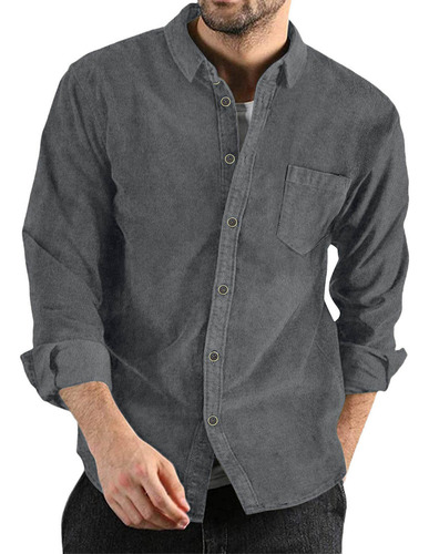 Camisa Cargo De Pana Lavada Para Hombre, Camisas De Algodón