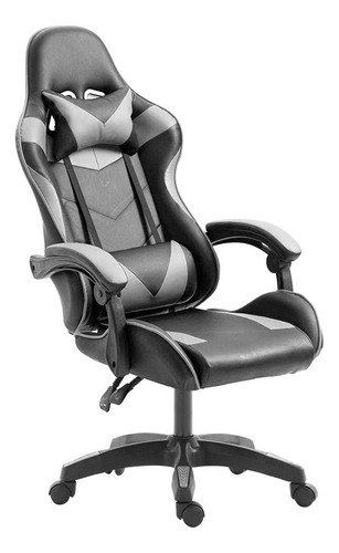 Silla Gamer Ergonómica Cuero Ecológico Reclinable Color Negro/gris