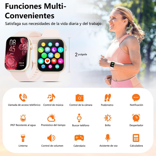 Smartwatch Reloj Inteligente Mujer De 2 - Llamadas Bluetooth Reloj Dama, Monitor De Frecuencia Cardíaca/sueño,