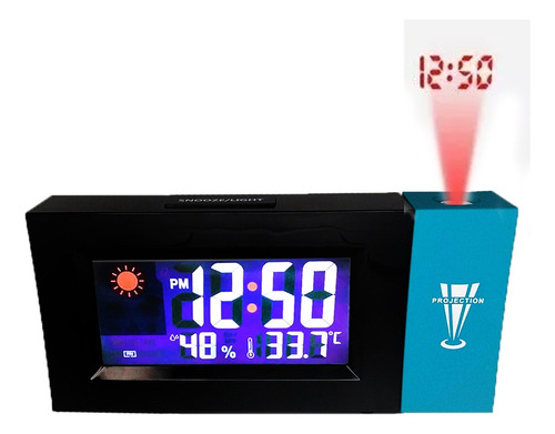Despertador Relógio Digital Termômetro E Projetor De Hora Cor Preto