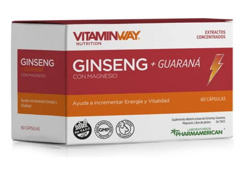 Ginseng + Guaraná Vitamin Way Magnesio Reduce Fatiga 60 Caps