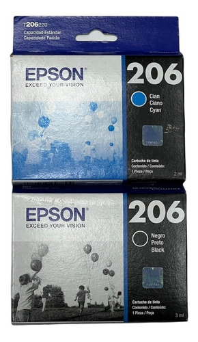 Cartuchos Epson 206 Negro + 206 Cian Xp2101 Originales