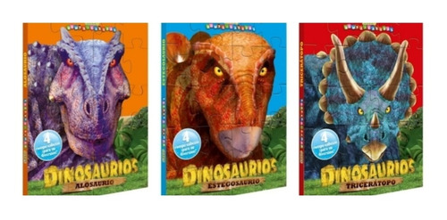 Coleccion 3 Tomos Increíbles Dinosaurios Con Rompecabezas 