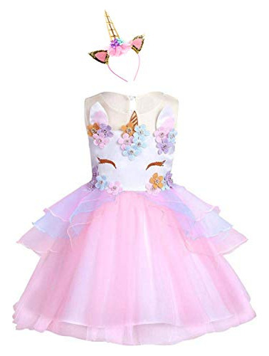 Girls Unicorn Dress Pageant Flower Costume Kids Unicorn...